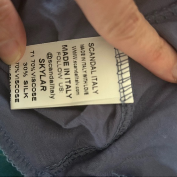 Scandal Teal Tie-Dye Women's Blouse. Tank under. One size. Made in Italy. - Picture 9 of 10